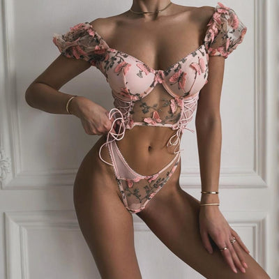 Butterfly Whimsy Embroidered Lingerie Set - Allure Station