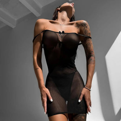 Sensual Backless Mesh Babydoll - Allure Station